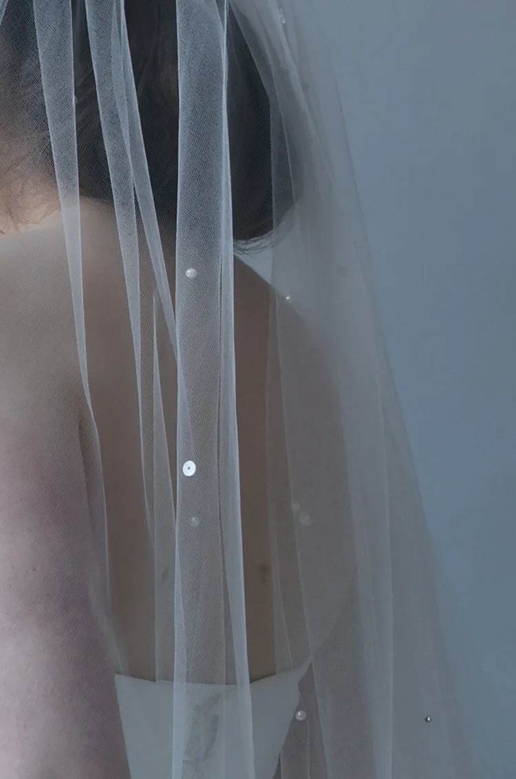 Beaded crystal and pearl scatter cathedral Cockles & Belles bridal